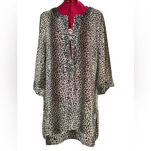 Tommy Bahama Leopard Print embellished pullover swim coverup